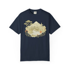 Nature-Inspired Unisex Garment-Dyed T-shirt - Mountain Landscape Design