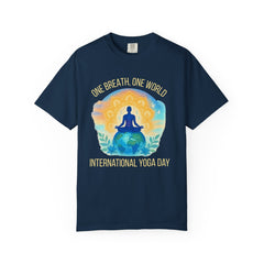 Unisex Garment-Dyed T-Shirt - One Breath, One World - International Yoga Day