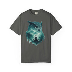 Serene Owl Unisex Garment-Dyed T-Shirt - Nature Meditation Design