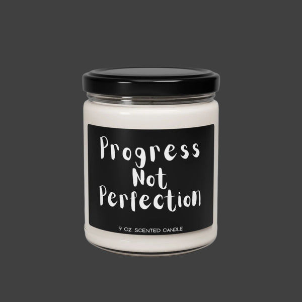 Motivational Scented Soy Candle - "Progress Not Perfection" - 9oz
