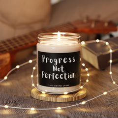 Motivational Scented Soy Candle - "Progress Not Perfection" - 9oz
