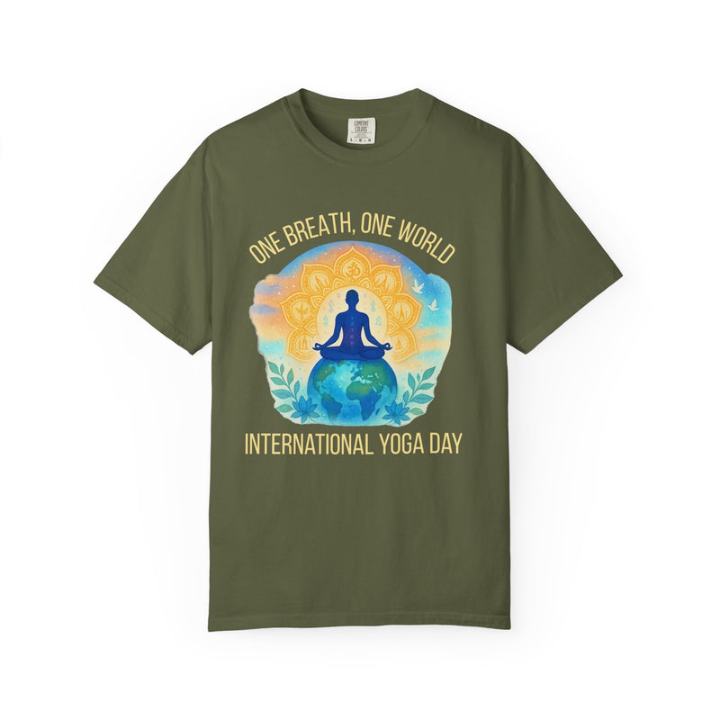Unisex Garment-Dyed T-Shirt - One Breath, One World - International Yoga Day