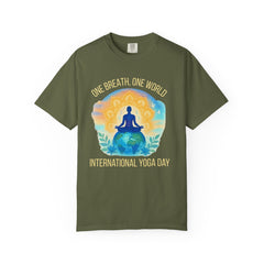 Unisex Garment-Dyed T-Shirt - One Breath, One World - International Yoga Day