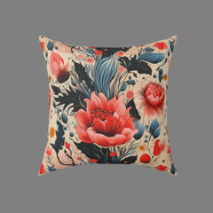 Scarlet Meadow - Spun Polyester Square Pillow