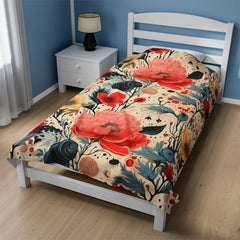 Scarlet Meadow - Velveteen Plush Blanket