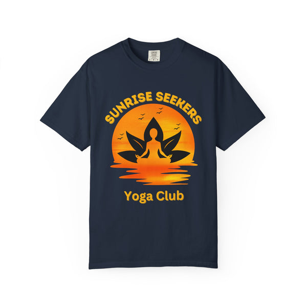 Sunrise Seekers Yoga Club T-Shirt, Unisex Tee for Yoga Lovers, Gift for Wellness Retreat, Casual Wear, Meditation Inspired Apparel