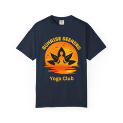 Sunrise Seekers Yoga Club T-Shirt, Unisex Tee for Yoga Lovers, Gift for Wellness Retreat, Casual Wear, Meditation Inspired Apparel