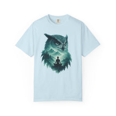 Serene Owl Unisex Garment-Dyed T-Shirt - Nature Meditation Design