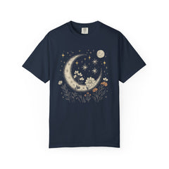 Moonlit Floral Unisex Garment-Dyed T-Shirt – Perfect for Nature Lovers