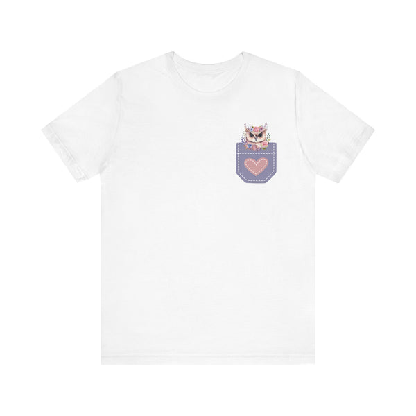 Cute Owl Pocket Tee for Animal Lovers - Unisex Jersey Short Sleeve