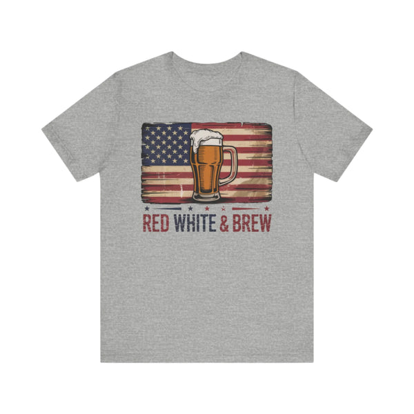 Vintage Style American Flag Beer Mug T-Shirt - Red, White & Brew