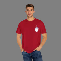 Patriotic Dwarf Pocket Tee - Unisex Garment-Dyed T-shirt, Casual Summer Wear, Independence Day Gift, Vintage Style, Classic Layering Piece