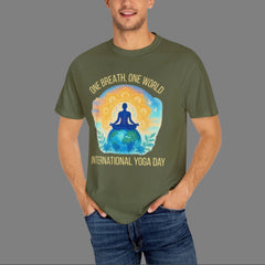 Unisex Garment-Dyed T-Shirt - One Breath, One World - International Yoga Day
