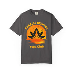 Sunrise Seekers Yoga Club T-Shirt, Unisex Tee for Yoga Lovers, Gift for Wellness Retreat, Casual Wear, Meditation Inspired Apparel