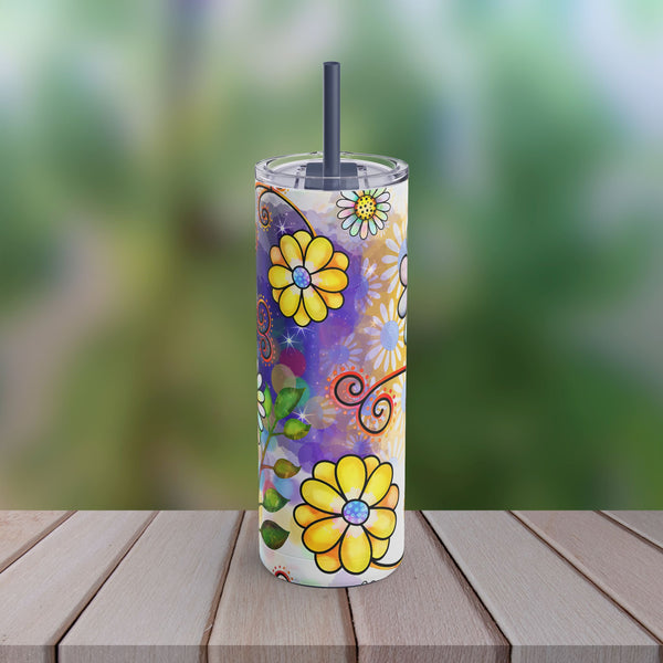 Hippie Flowers - Maars Maker Skinny Matte Tumbler, 20oz