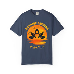 Sunrise Seekers Yoga Club T-Shirt, Unisex Tee for Yoga Lovers, Gift for Wellness Retreat, Casual Wear, Meditation Inspired Apparel