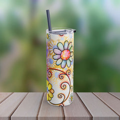 Hippie Flowers - Maars Maker Skinny Matte Tumbler, 20oz
