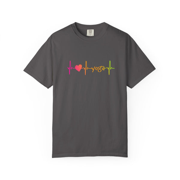 I Love Yoga Unisex Garment-Dyed T-Shirt - Vibrant Yoga Pulse Design