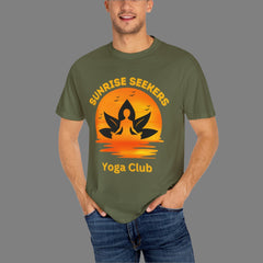 Sunrise Seekers Yoga Club T-Shirt, Unisex Tee for Yoga Lovers, Gift for Wellness Retreat, Casual Wear, Meditation Inspired Apparel
