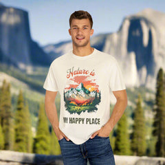 Nature is My Happy Place Unisex Garment-Dyed T-Shirt