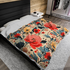 Scarlet Meadow - Velveteen Plush Blanket