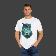 Serene Owl Unisex Garment-Dyed T-Shirt - Nature Meditation Design