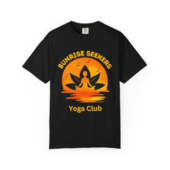 Sunrise Seekers Yoga Club T-Shirt, Unisex Tee for Yoga Lovers, Gift for Wellness Retreat, Casual Wear, Meditation Inspired Apparel
