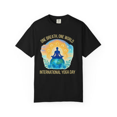 Unisex Garment-Dyed T-Shirt - One Breath, One World - International Yoga Day