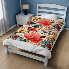 Scarlet Meadow - Velveteen Plush Blanket