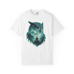 Serene Owl Unisex Garment-Dyed T-Shirt - Nature Meditation Design