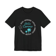 Hello Summer Unisex Jersey Tee - Relaxed Fit Vacation Shirt