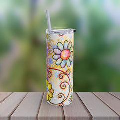 Hippie Flowers - Maars Maker Skinny Matte Tumbler, 20oz