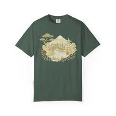 Nature-Inspired Unisex Garment-Dyed T-shirt - Mountain Landscape Design