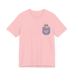 Cute Owl Pocket Tee for Animal Lovers - Unisex Jersey Short Sleeve