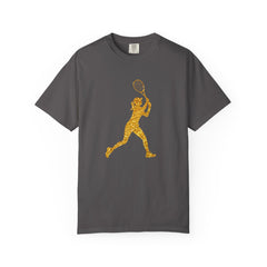 Sporty Gold Female Tennis Player Silhouette Unisex T-shirt for Active Women
