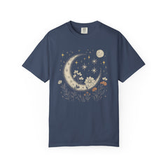 Moonlit Floral Unisex Garment-Dyed T-Shirt – Perfect for Nature Lovers