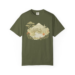 Nature-Inspired Unisex Garment-Dyed T-shirt - Mountain Landscape Design