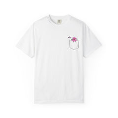 Floral Hummingbird Pocket Unisex Garment-Dyed T-Shirt