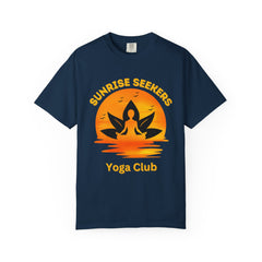 Sunrise Seekers Yoga Club T-Shirt, Unisex Tee for Yoga Lovers, Gift for Wellness Retreat, Casual Wear, Meditation Inspired Apparel