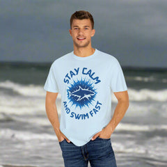 Stay Calm and Swim Fast Unisex Garment-Dyed T-Shirt