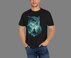 Serene Owl Unisex Garment-Dyed T-Shirt - Nature Meditation Design