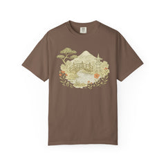 Nature-Inspired Unisex Garment-Dyed T-shirt - Mountain Landscape Design