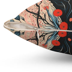 Scarlet Meadow - Spun Polyester Square Pillow