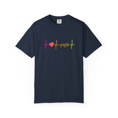 I Love Yoga Unisex Garment-Dyed T-Shirt - Vibrant Yoga Pulse Design