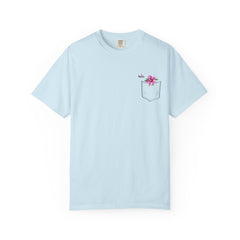 Floral Hummingbird Pocket Unisex Garment-Dyed T-Shirt