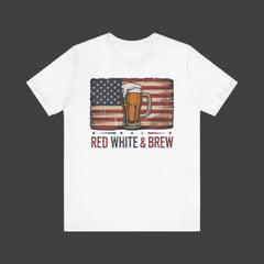 Vintage Style American Flag Beer Mug T-Shirt - Red, White & Brew