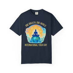 Unisex Garment-Dyed T-Shirt - One Breath, One World - International Yoga Day