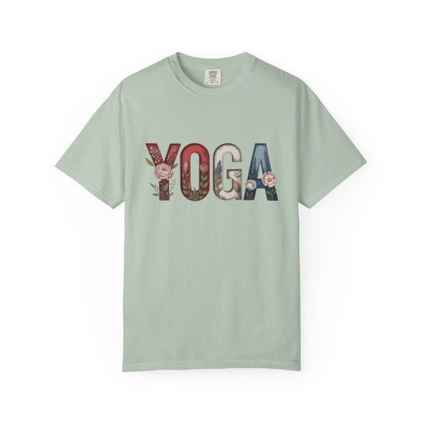 Unisex Yoga T-shirt - Garment-Dyed with Floral Design