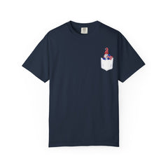 Patriotic Dwarf Pocket Tee - Unisex Garment-Dyed T-shirt, Casual Summer Wear, Independence Day Gift, Vintage Style, Classic Layering Piece