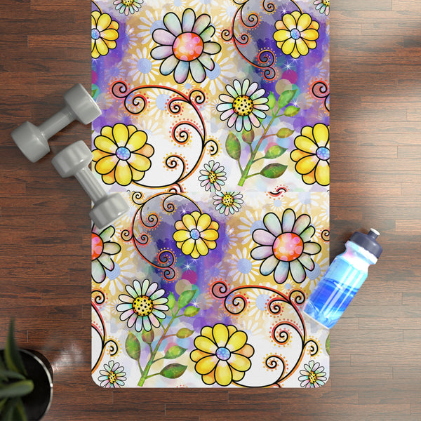 Hippie Flowers - Rubber Yoga Mat